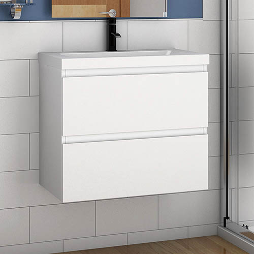 Badmöbel Set 50 cm Waschbecken mit Unterschrank Hängeschrank Weiß - zum Schließen ins Bild klicken